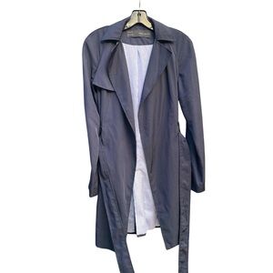 Zara Basic Womens Blue Lightweight Trench Coat Tie Belt Closure Sz S